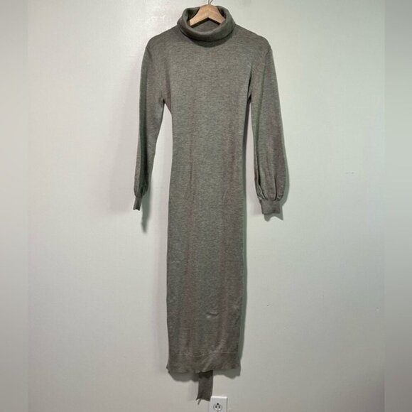 The Group Babaton XS Grey Knit Midi Dress with Tie Back - Picture 2 of 13